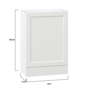 Magnolia Painted Bright White Recessed Assembled Wall  Cabinet with a Door and a 5 in. Drawer (24 in. W x 35 in. H x 14 in. D)