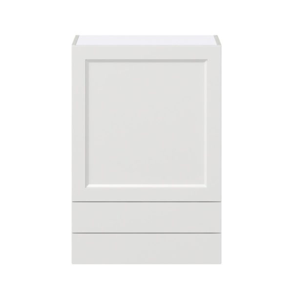 Magnolia Painted Bright White Recessed Assembled Wall  Cabinet with a Door and Two 5 in. Drawers (24 in. W x 35 in. H x 14 in. D)