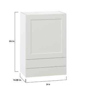 Wisteria Painted Light Gray Recessed Assembled Wall  Cabinet with a Door and Two 5 in. Drawers (24 in. W x 35 in. H x 14 in. D)