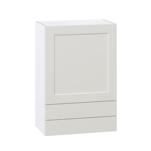 Wisteria Painted Light Gray Recessed Assembled Wall  Cabinet with a Door and Two 5 in. Drawers (24 in. W x 35 in. H x 14 in. D)