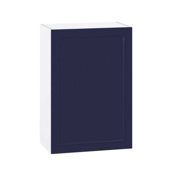 Camellia Painted Midnight Blue Recessed Assembled Wall  Cabinet with Full High Door (24 in. W x 35 in. H x 14 in. D)