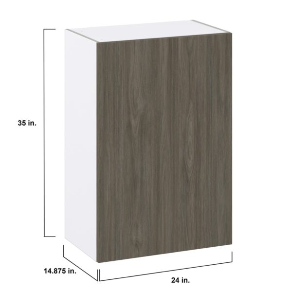 Cordyline Textured Slab Walnut Assembled Wall  Cabinet with Full High Door (24 in. W x 35 in. H x 14 in. D)