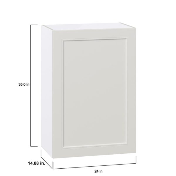 Wisteria Painted Light Gray Recessed Assembled Wall  Cabinet with Full High Door (24 in. W x 35 in. H x 14 in. D)