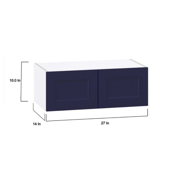 Camellia Painted Midnight Blue Recessed Assembled Wall Bridge Cabinet (27 in. W X 10 in. H X 14 in. D)