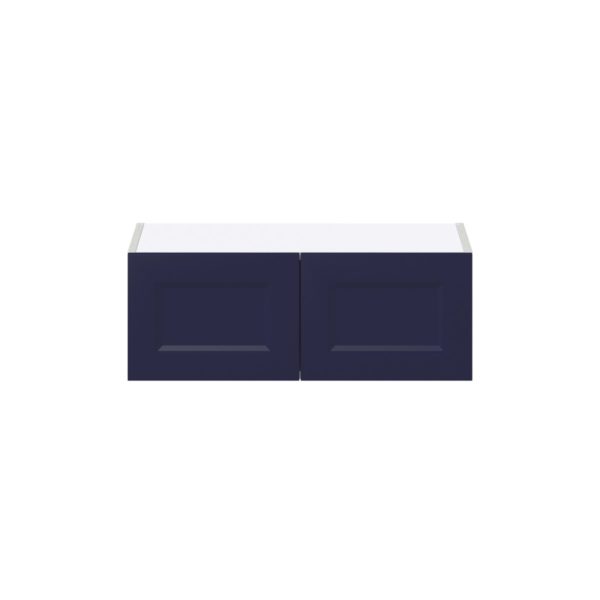 Camellia Painted Midnight Blue Recessed Assembled Wall Bridge Cabinet (27 in. W X 10 in. H X 14 in. D)