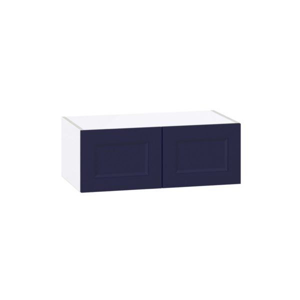 Camellia Painted Midnight Blue Recessed Assembled Wall Bridge Cabinet (27 in. W X 10 in. H X 14 in. D)