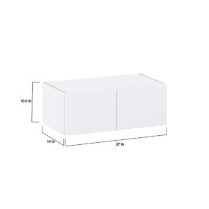 Lily Bright White  Slab Assembled Wall Bridge Cabinet (27 in. W X 10 in. H X 14 in. D)