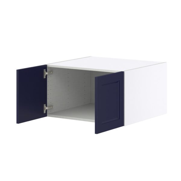 Camellia Painted Midnight Blue Recessed Assembled Deep Wall Bridge  Cabinet (27 in. W X 15 in. H X 24 in. D)