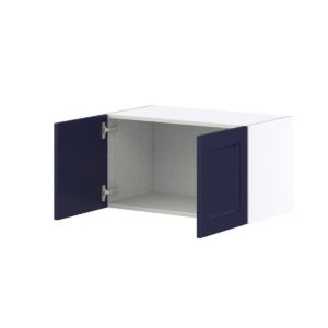 Camellia Painted Midnight Blue Recessed Assembled Wall Bridge  Cabinet (30 in. W X 15 in. H X 14 in. D)