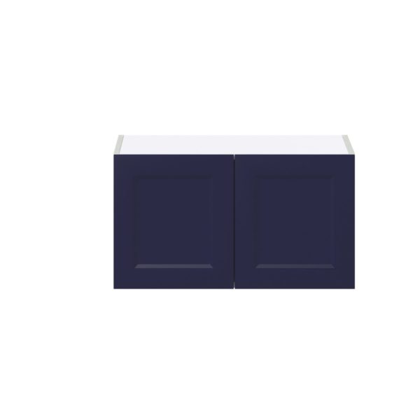 Camellia Painted Midnight Blue Recessed Assembled Wall Bridge  Cabinet (30 in. W X 15 in. H X 14 in. D)