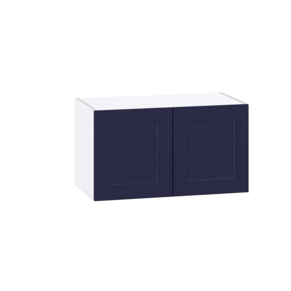 Camellia Painted Midnight Blue Recessed Assembled Wall Bridge  Cabinet (30 in. W X 15 in. H X 14 in. D)