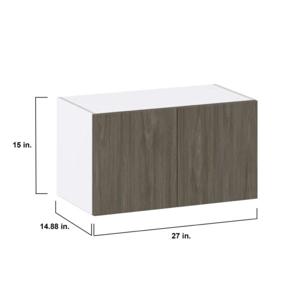 Cordyline Textured Slab Walnut Assembled Wall Bridge  Cabinet (30 in. W X 15 in. H X 14 in. D)