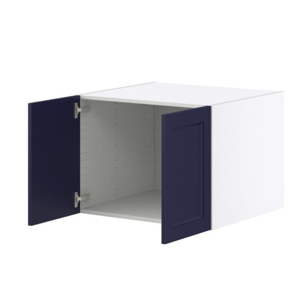 Camellia Painted Midnight Blue Recessed Assembled Deep Wall Bridge Cabinet (27 in. W X 20 in. H X 24 in. D)