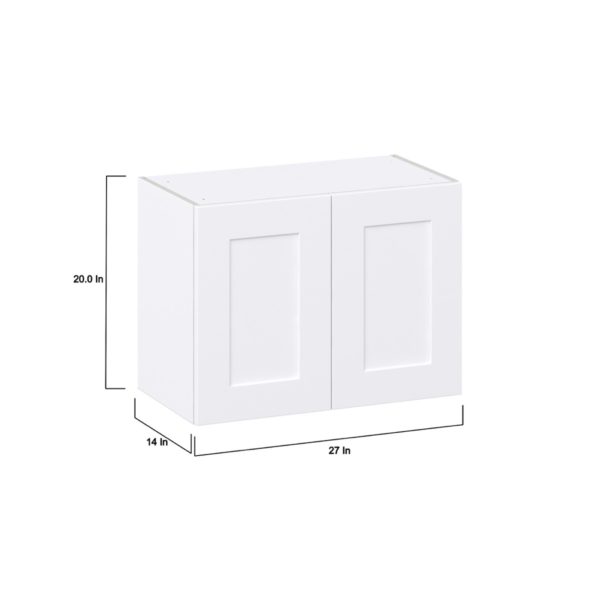 Jasmine Painted Warm White  Shaker Assembled Wall Bridge  Cabinet (27 in. W X 20 in. H X 14 in. D)