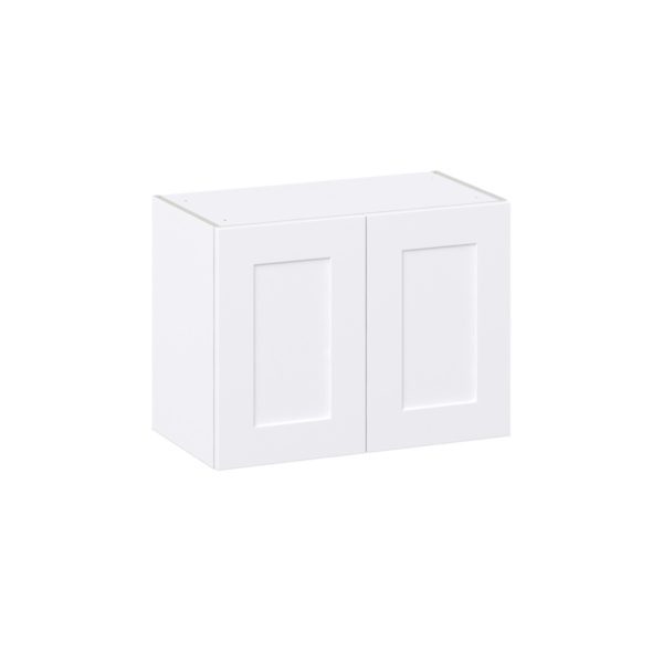 Jasmine Painted Warm White  Shaker Assembled Wall Bridge  Cabinet (27 in. W X 20 in. H X 14 in. D)