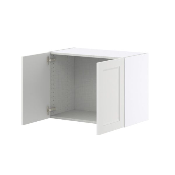 Magnolia Painted Bright White Recessed Assembled Wall Bridge  Cabinet (27 in. W X 20 in. H X 14 in. D)