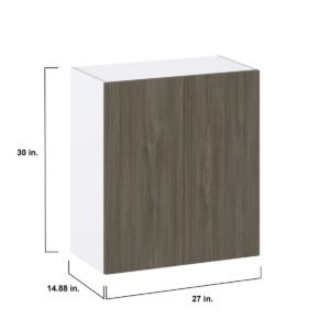 Cordyline Textured Slab Walnut Assembled Wall  Cabinet (27 in. W X 30 in. H X 14 in. D)