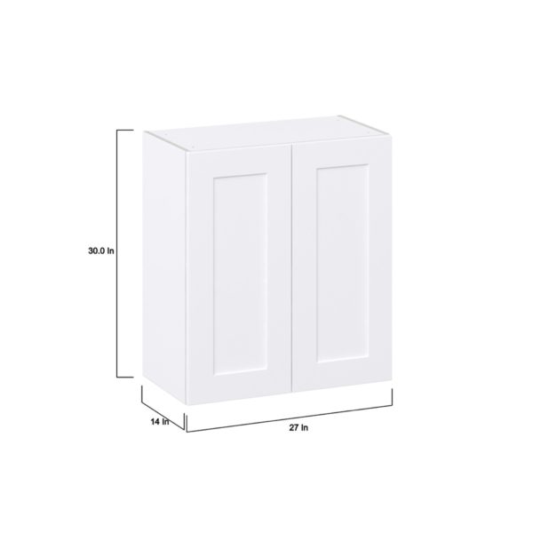 Jasmine Painted Warm White  Shaker Assembled Wall  Cabinet (27 in. W X 30 in. H X 14 in. D)