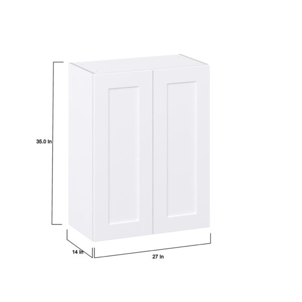 Jasmine Painted Warm White  Shaker Assembled Wall  Cabinet (27 in. W X 35 in. H X 14 in. D)