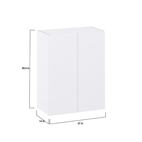 Lily Bright White  Slab Assembled Wall  Cabinet (27 in. W X 35 in. H X 14 in. D)