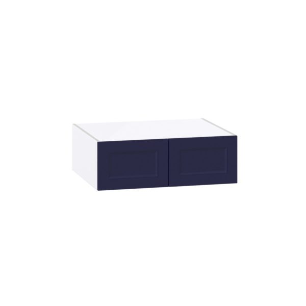 Camellia Painted Midnight Blue Recessed Assembled Deep Wall Bridge Cabinet (30 in. W X 10 in. H X 24 in. D)