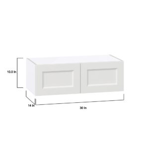 Magnolia Painted Bright White Recessed Assembled Wall Bridge  Cabinet (30 in. W x 10 in. H x 14 in. D)