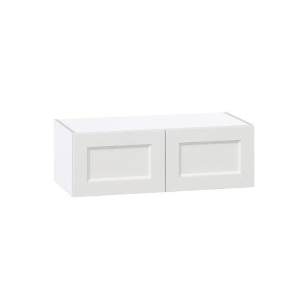 Magnolia Painted Bright White Recessed Assembled Wall Bridge  Cabinet (30 in. W x 10 in. H x 14 in. D)