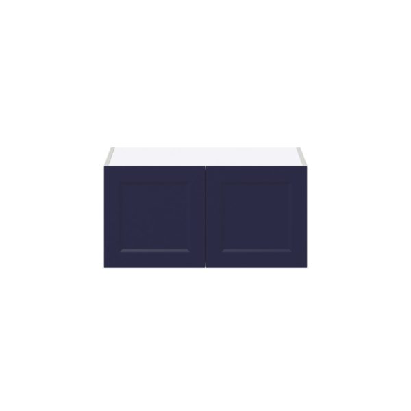 Camellia Painted Midnight Blue Recessed Assembled Deep Wall Bridge Cabinet (30 in. W X 15 in. H X 24 in. D)