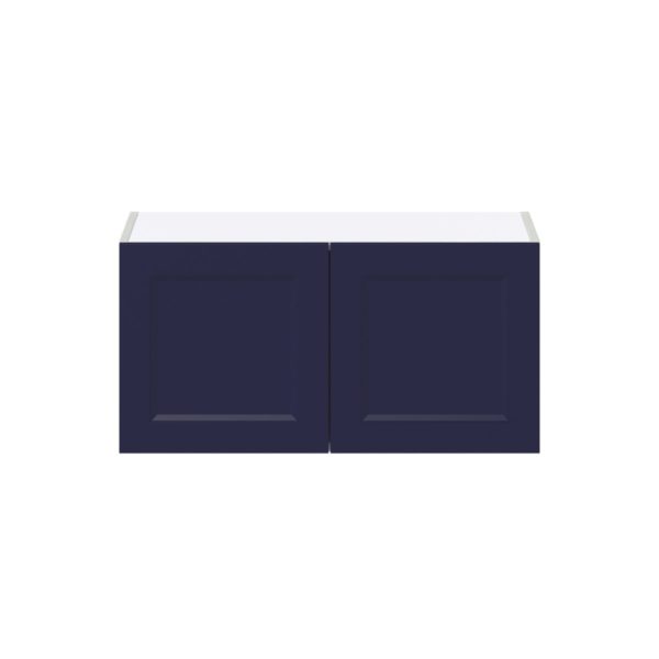 Camellia Painted Midnight Blue Recessed Assembled Wall Bridge  Cabinet (30 in. W X 15 in. H X 14 in. D)