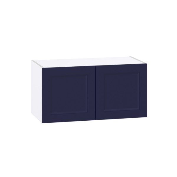 Camellia Painted Midnight Blue Recessed Assembled Wall Bridge  Cabinet (30 in. W X 15 in. H X 14 in. D)