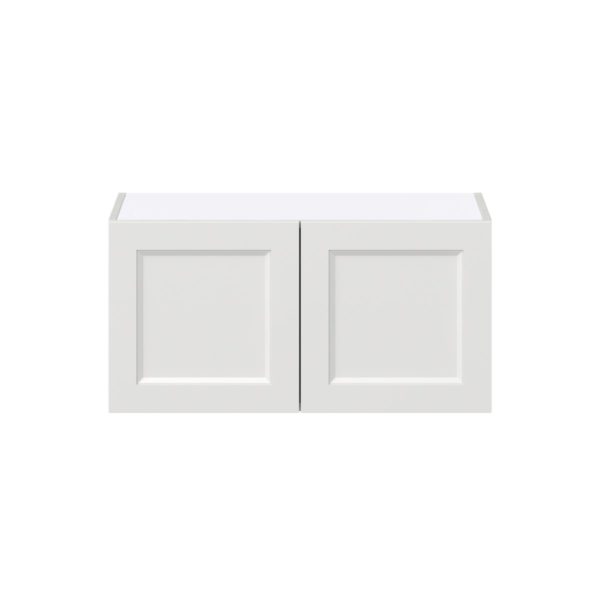 Magnolia Painted Bright White Recessed Assembled Wall Bridge  Cabinet (30 in. W X 15 in. H X 14 in. D)