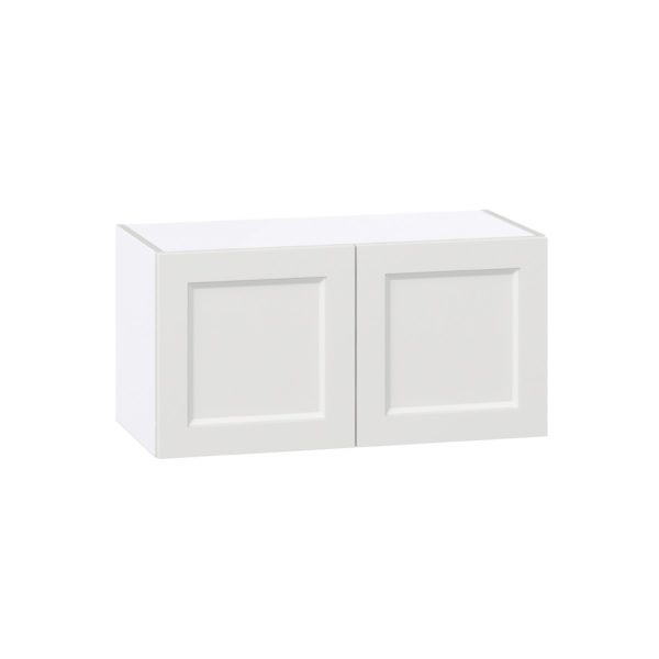 Magnolia Painted Bright White Recessed Assembled Wall Bridge  Cabinet (30 in. W X 15 in. H X 14 in. D)