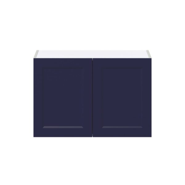 Camellia Painted Midnight Blue Recessed Assembled  Wall Bridge Cabinet (30 in. W X 20 in. H X 14 in. D)