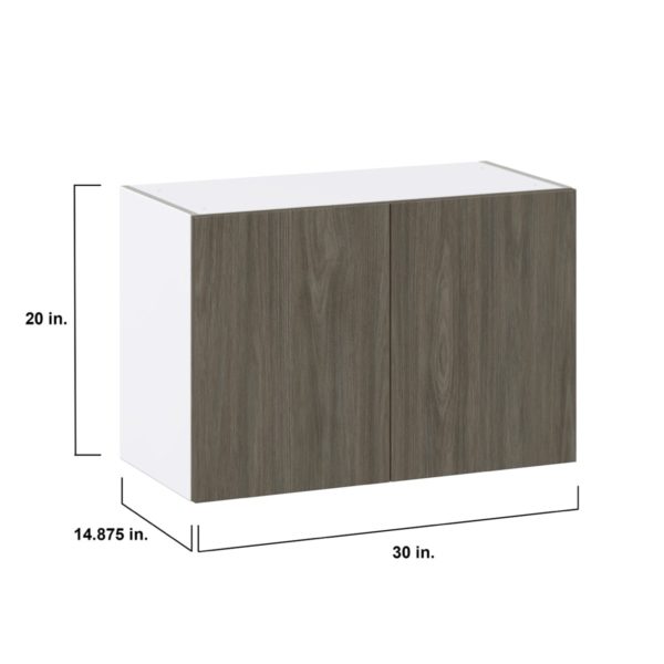 Cordyline Textured Slab Walnut Assembled  Wall Bridge Cabinet (30 in. W X 20 in. H X 14 in. D)