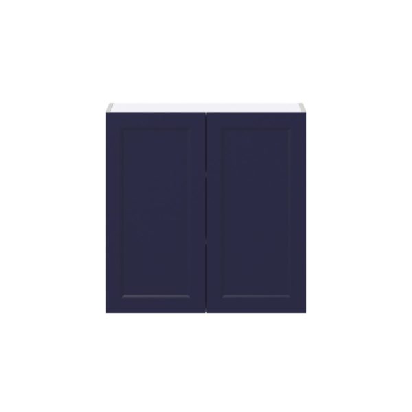 Camellia Painted Midnight Blue Recessed Assembled Wall  Cabinet with 2 Full High Doors (30 in. W x 30 in. H x 14 in. D)