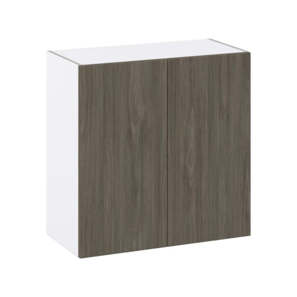 Cordyline Textured Slab Walnut Assembled Wall  Cabinet with 2 Full High Doors (30 in. W x 30 in. H x 14 in. D)