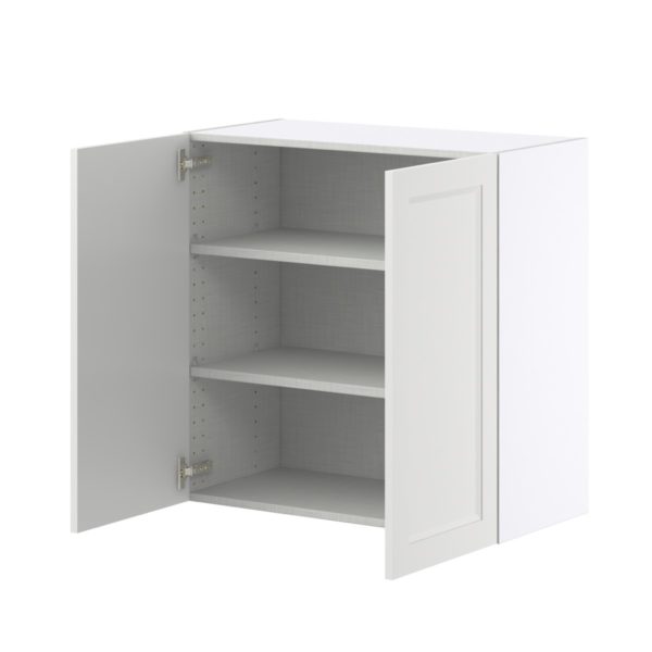 Magnolia Painted Bright White Recessed Assembled Wall  Cabinet with 2 Full High Doors (30 in. W x 30 in. H x 14 in. D)