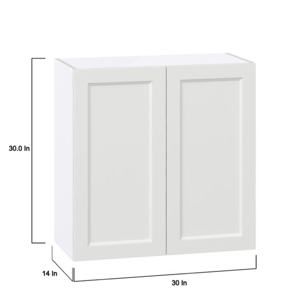 Magnolia Painted Bright White Recessed Assembled Wall  Cabinet with 2 Full High Doors (30 in. W x 30 in. H x 14 in. D)