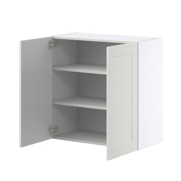 Wisteria Painted Light Gray Recessed Assembled Wall  Cabinet with 2 Full High Doors (30 in. W x 30 in. H x 14 in. D)