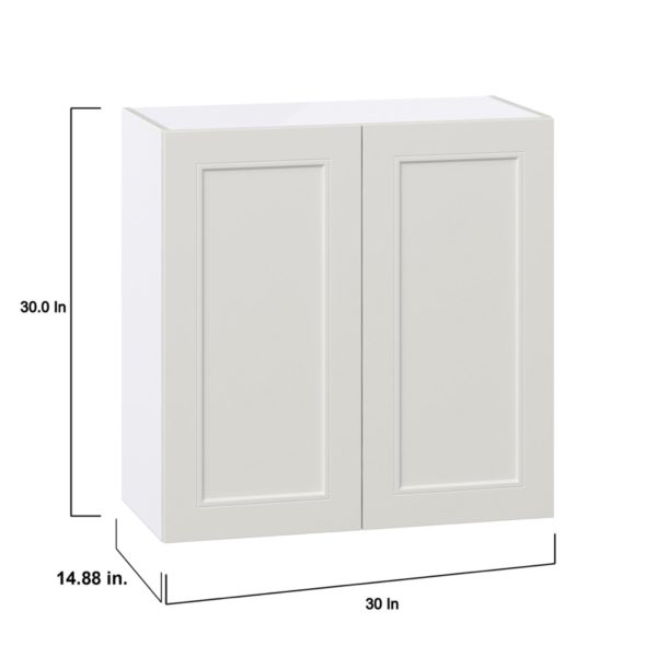 Wisteria Painted Light Gray Recessed Assembled Wall  Cabinet with 2 Full High Doors (30 in. W x 30 in. H x 14 in. D)