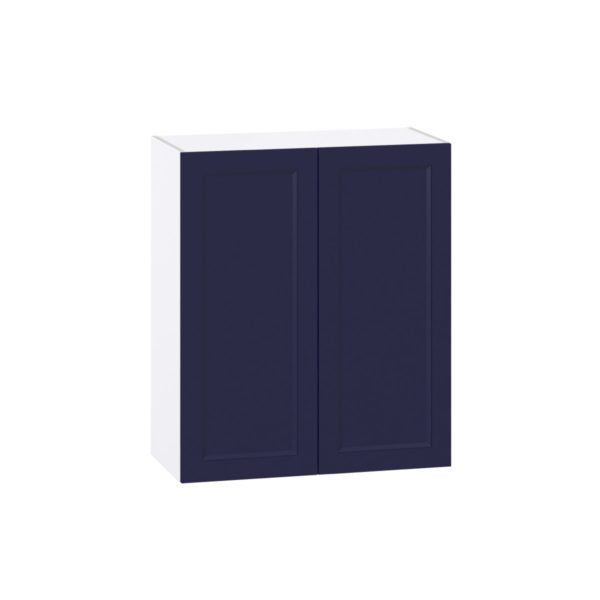 Camellia Painted Midnight Blue Recessed Assembled Wall  Cabinet with 2 Full High Doors (30 in. W x 35 in. H x 14 in. D)