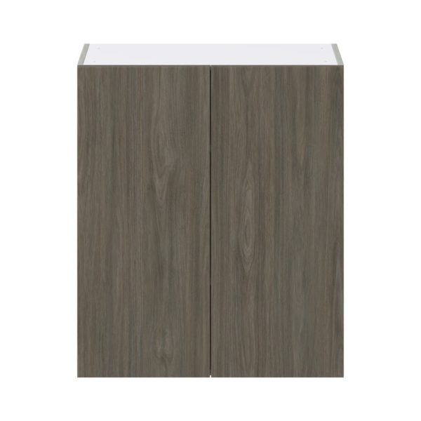 Cordyline Textured Slab Walnut Assembled Wall  Cabinet with 2 Full High Doors (30 in. W x 35 in. H x 14 in. D)