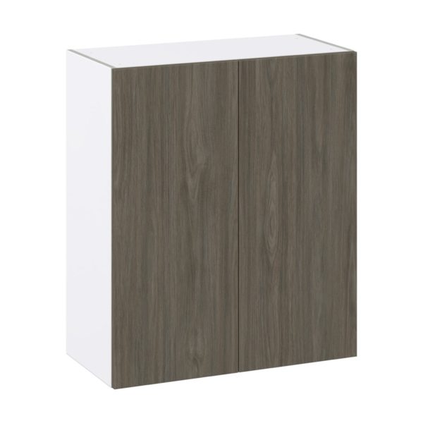 Cordyline Textured Slab Walnut Assembled Wall  Cabinet with 2 Full High Doors (30 in. W x 35 in. H x 14 in. D)