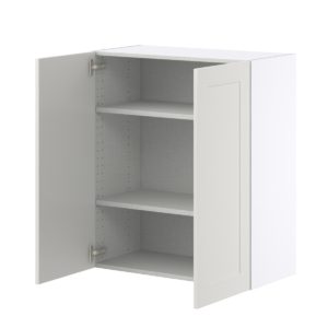 Wisteria Painted Light Gray Recessed Assembled Wall  Cabinet with 2 Full High Doors (30 in. W x 35 in. H x 14 in. D)