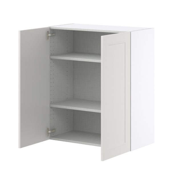 Wisteria Painted Light Gray Recessed Assembled Wall  Cabinet with 2 Full High Doors (30 in. W x 35 in. H x 14 in. D)