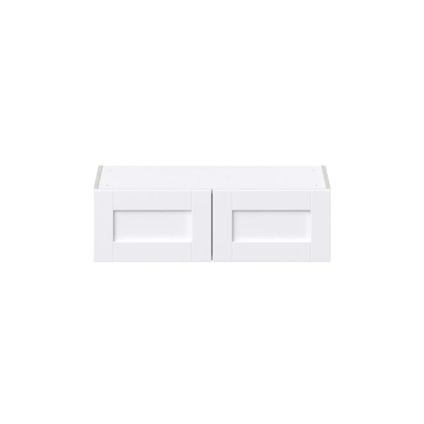 Dahlia Bright White  Shaker Assembled Wall Bridge  Cabinet (33 in. W X 10 in. H X 14 in. D)