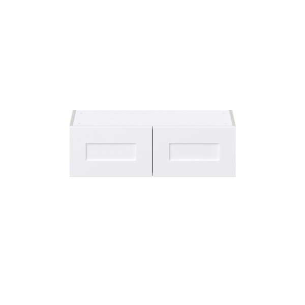 Jasmine Painted Warm White  Shaker Assembled Wall Bridge  Cabinet (33 in. W X 10 in. H X 14 in. D)