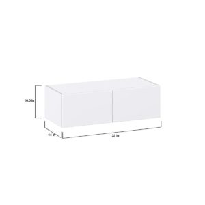 Lily Bright White  Slab Assembled Wall Bridge  Cabinet (33 in. W X 10 in. H X 14 in. D)