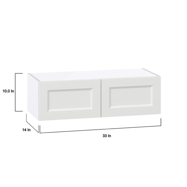 Magnolia Painted Bright White Recessed Assembled Wall Bridge  Cabinet (33 in. W X 10 in. H X 14 in. D)