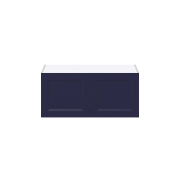 Camellia Painted Midnight Blue Recessed Assembled Deep Wall Bridge  Cabinet (33 in. W X 15 in. H X 24 in. D)